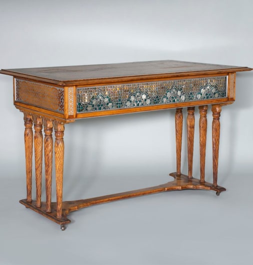 Unique Center Table with Leaded Glass Panels
