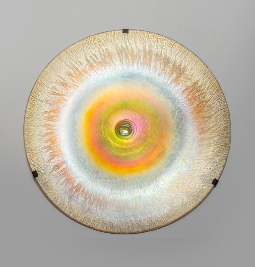 Gold Iridescent Favrile Glass Roundel with Wall Mount