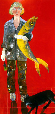 Joan Brown, Self-Portrait with Fish and Cat 1970
