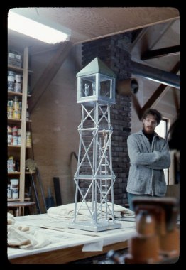 Curator Patterson Sims in the studio of H.C. Westermann 1977