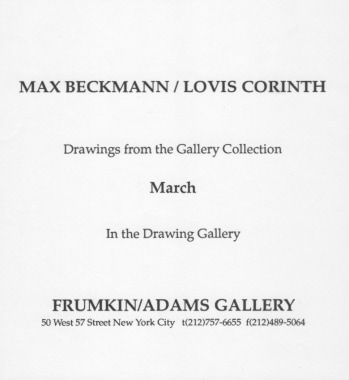 Max Beckmann & Lovis Corinth 1992 exhibition announcement