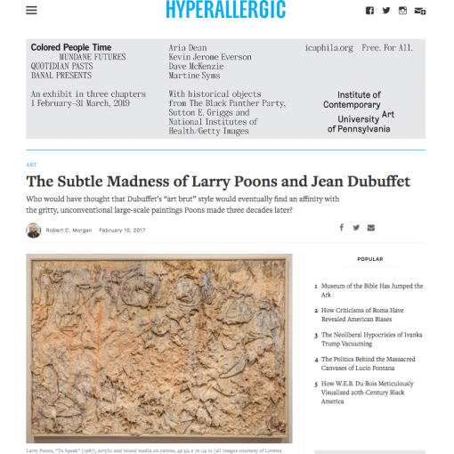 The Subtle Madness of Larry Poons and Jean Dubuffet by Robert C. Morgan