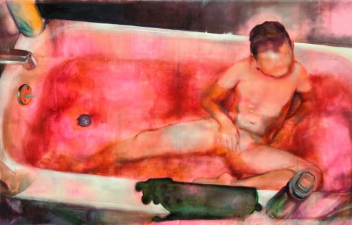 Bathtub, 2022 Acrylic and oil on canvas, 41&quot;x 62&quot;
