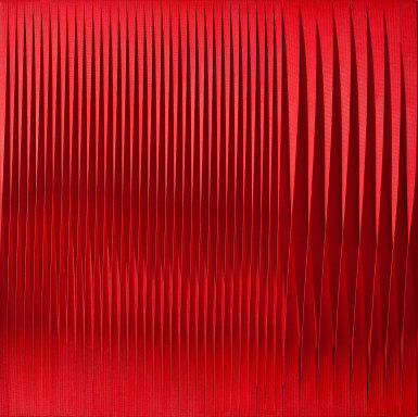 Sincronico Rosso Floures- cente, 2015, Acrylic on canvas