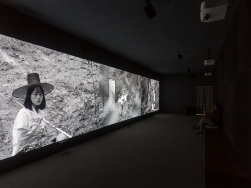 Park Chan-kyong (b.1965) Citizen's Forest, 2016 Three channel black and white video (26 min 6 sec), directional sound Dimensions variable