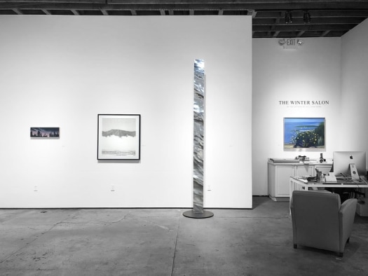 Installation photograph of The Winter Salon, 2023 with works by NICOLE STRASBURG, ERIC BELTZ, ALEX RASMUSSEN, and HANK PITCHER