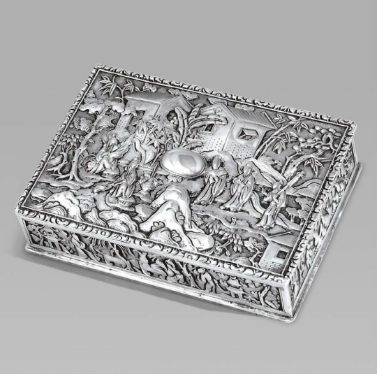 CHINESE EXPORT SILVER PRESENTATION SNUFF BOX