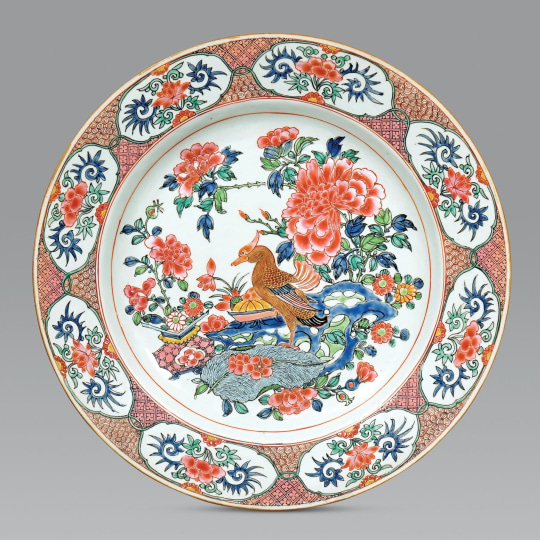 Chinese Rose Verte Porcelain Plate