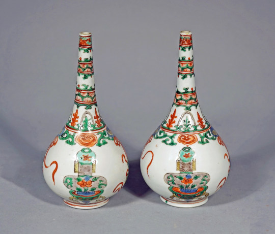 Pair of Chinese Famille Verte Porcelain Sprinklers