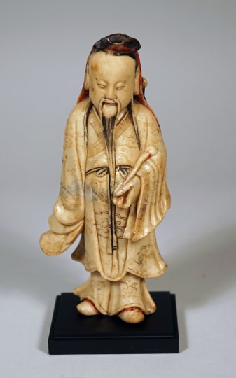 Chinese Carved Soapstone Figure of the Daoist Immortal Lu Dongbin