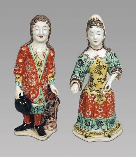 Rare and Important Pair of Chinese Export Porcelain Figures