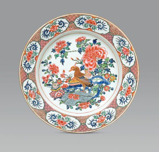 Chinese Rose Verte Porcelain Plate