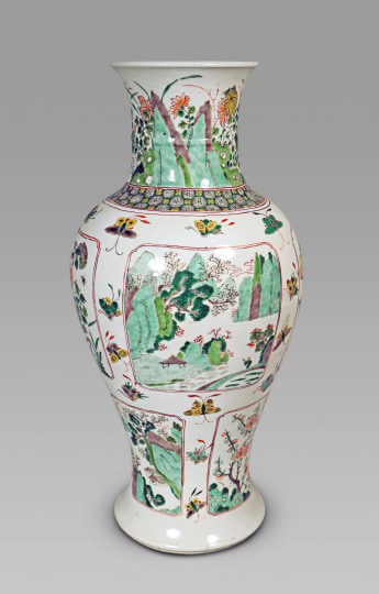 Chinese Famille Verte Soft Paste Baluster Vase