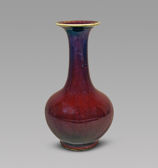 Fine Chinese Deep Red Flambe Glazed Porcelain Vase