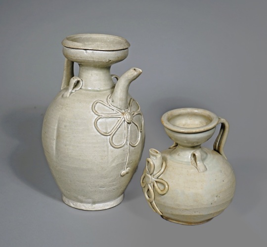 Two  Chinese White Ware/ Qingbai Ewers with String Design