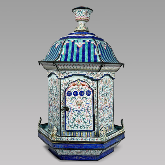 Rare Chinese Imperial Enamel on Copper Lantern Pagoda