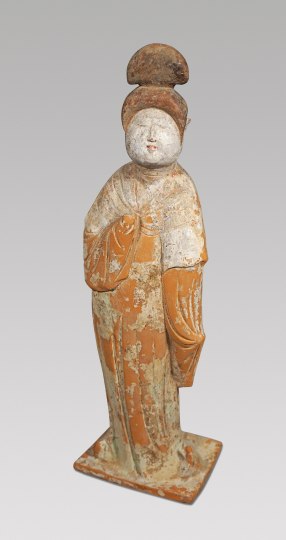 Chinese Unglazed Pottery Court Lady