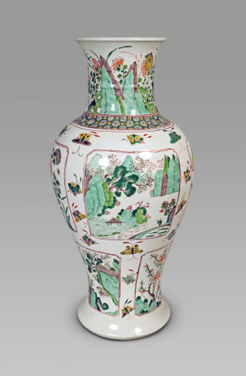 Chinese Famille Verte Soft Paste Baluster Vase