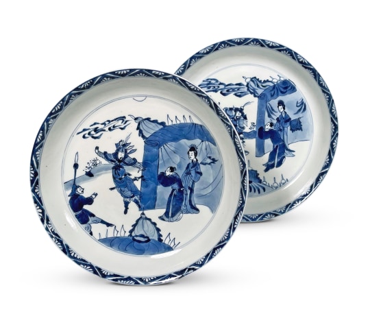 Pair of Chinese Blue and White Porcelain Plates