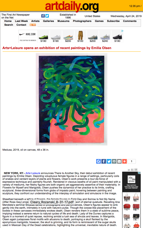 Emilia Olsen &quot;There Is Another Sky&quot; featured on Artdaily