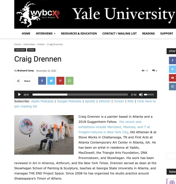 Craig Drennen Interview on Yale University Radio