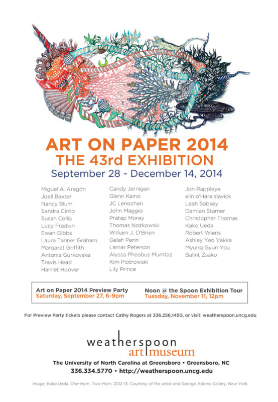 Damian Stamer showing at the 43rd Art on Paper Biennial at Weatherspoon Art Museum
