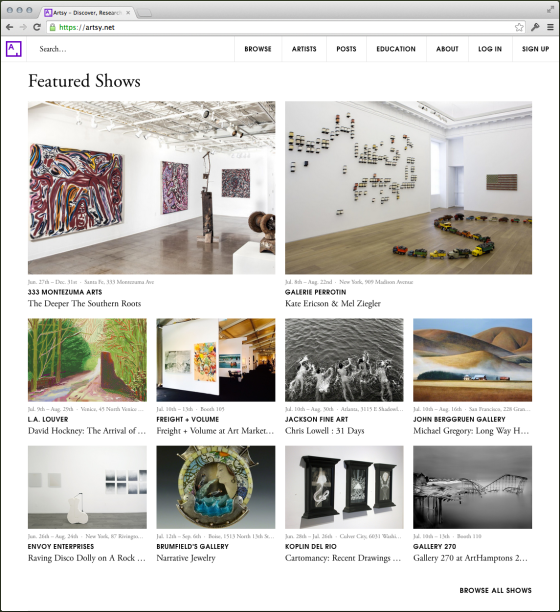 Freight + Volume's booth at Art Market Hamptons is featured in Artsy's homepage