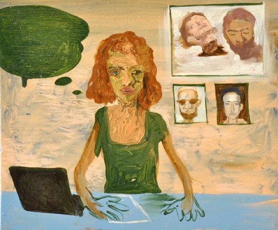 Salman Toor Newscaster IV 2015 Oil on canvas 15 x 18 in.