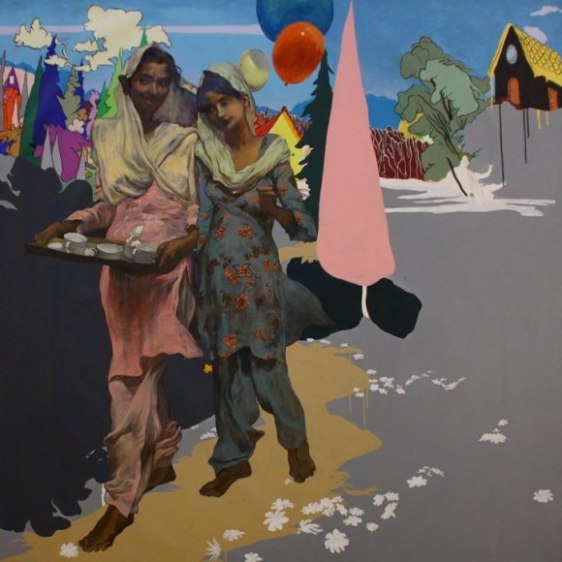 Salman Toor UNTITLED (SERVANT AND GIRL) 2010 Oil on canvas 74.5 x 74.5 in.