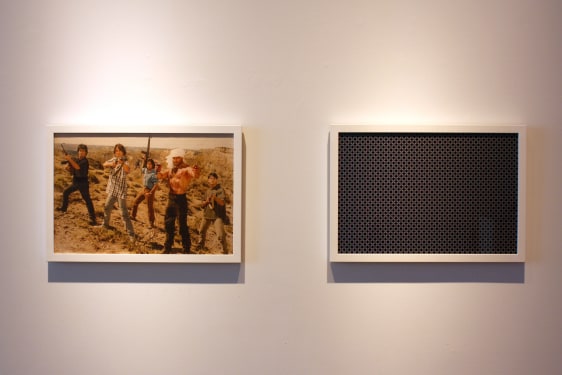 Abdullah M. I. Syed Join Five: The Men of Morpion Solitaire (Diptych) Needle tool on found photographs of Lollywood movie and photographic digital print 12 x 18 in. (each) 2013