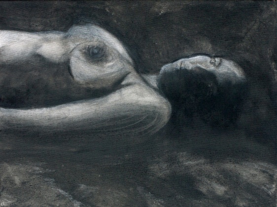 Sharmistha Ray NUDE 1 2013 Charcoal and ink on canvas 12 x 16 in.