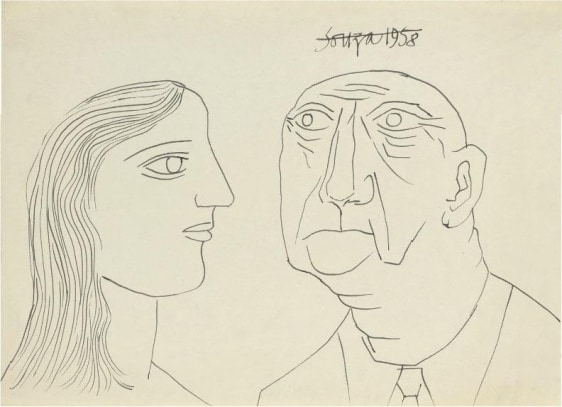F. N. Souza UNTITLED (PORTRAIT) 2 1958 Ink on paper 10.5 x 15 in.