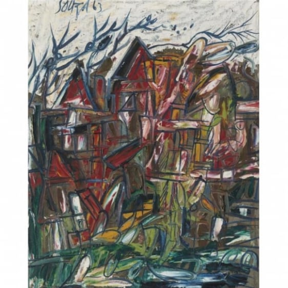 F. N. Souza TOWNSCAPE 1963 Oil on canvas 27 x 22 in.  SOLD