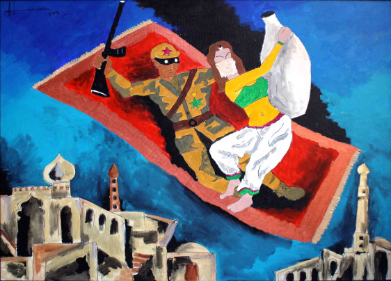M. F. Husain THIEF OF BAGHDAD 2003 Acrylic on canvas 36 x 48 in.