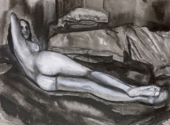 Sharmistha Ray NUDE 7 2013 Charcoal and ink on canvas 12 x 16 in.