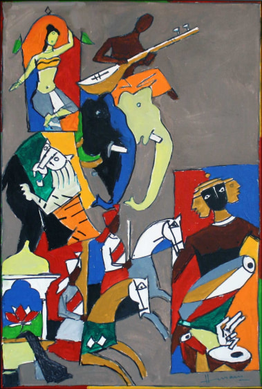 M. F. Husain BHARAT 1999 Acrylic on canvas 36 x 24 in.