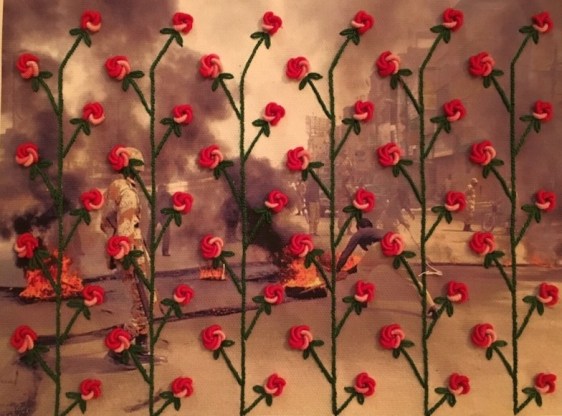 Fatima Munir Untitled 5 2015 Hand embroidery, ink jet on canvas 11 x 16 in.