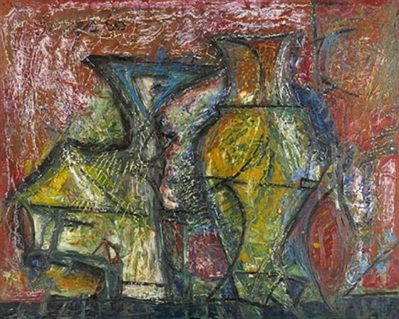 F. N. Souza Still Life with Chalice 1960 Oil on board 24 x 29.5 in.