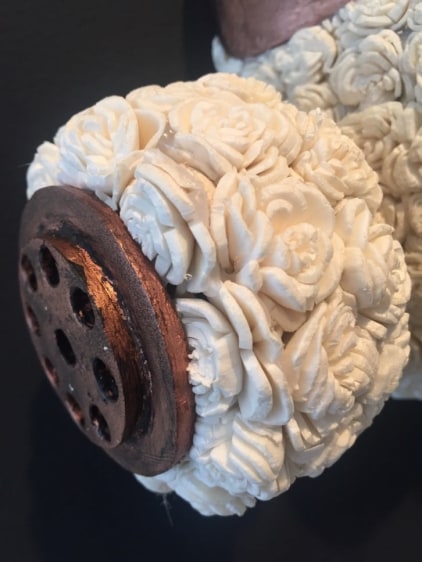 Promotesh Das Pulak Encapsulated 3 (Detail) 2014 Shola flowers, resin 9 x 8 x 4 in