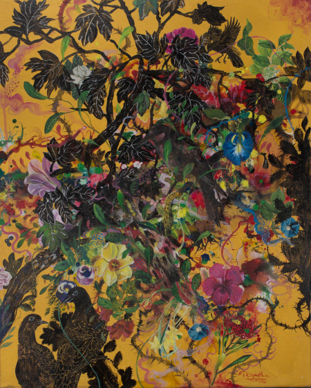 Priyantha Udagedara  Painting 01, 2022  Mixed Media on Board  63.5 cm x 51cm