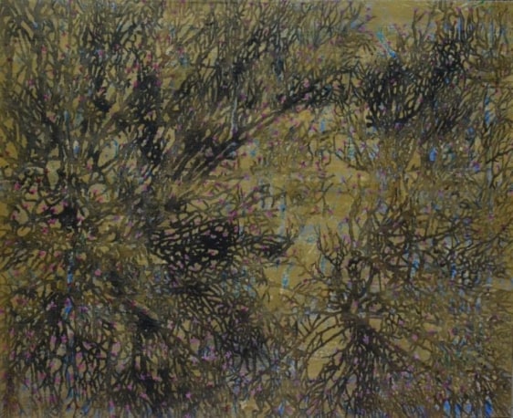 G.R. Iranna PINK TREE 2015 Acrylic on tarpaulin 54 x 66 in.