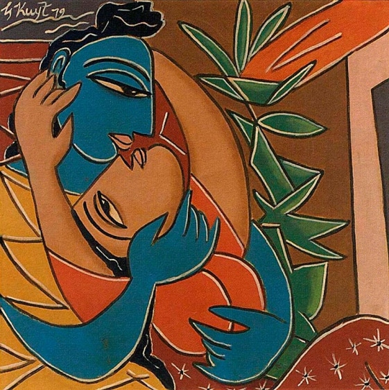 George Keyt UNTITLED 1979 Oil on canvas 27.5 x 27.5 in.