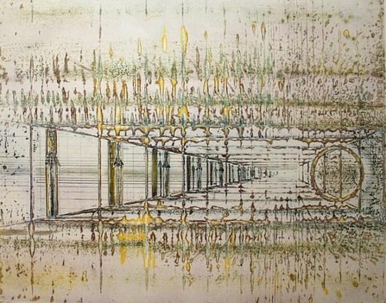 Krishna Reddy SUN WORSHIPER 1975 Color engraving on paper 13.5 x 17.5 in.