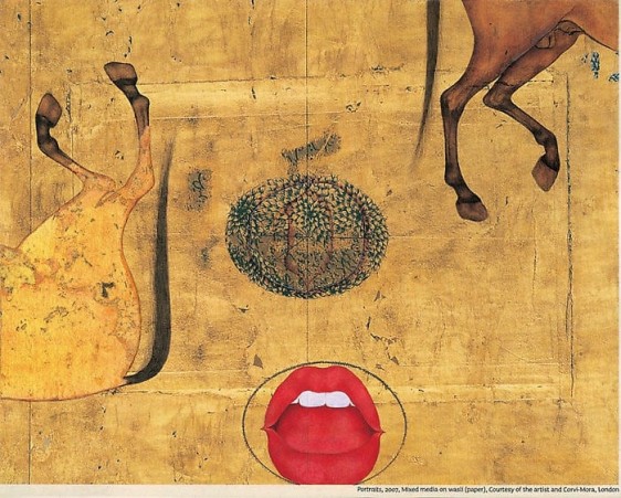 Muhammad Zeeshan PORTRAITS (REMIX) 2008 Gouache and gold-leaf on wasli 11.5 x 15 in.  SOLD