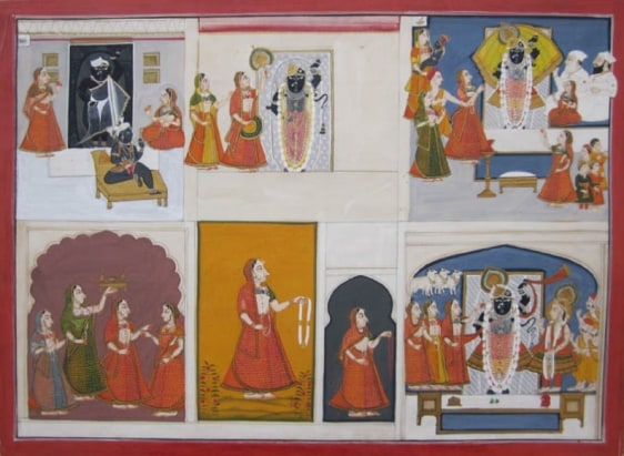 Rasalila 2 Northern India, Rajasthan c. 1850 Opaque watercolor heightened with gold on wasli 8.75 x 12.25 in.