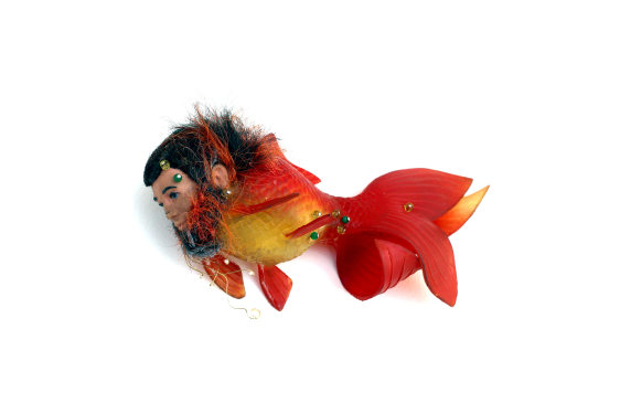 Affan Baghpati  Ibn Sena, Muslim Manuscript Series, 2023  Assemblage, found objects, vinyl, fabric, embroidery, synthetic hair, beads  7h x 3w x 3.50d in