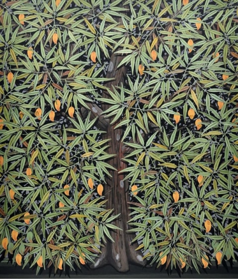 Rajan Krishnan Thy Golden Fruits / Plant of Sustenance 2012 Acrylic on canvas 84 x 72 in.
