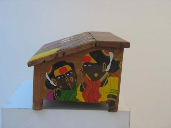 T. Vaikuntam UNTITLED (DESK 1) Paint on wodden desk 8.5 x 17.5 x 11 in.