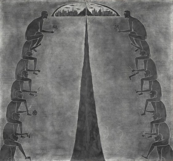 Debnath Basu SPECIAL ECONOMIC ZONE (IN THE CONTEXT OF THE CLASSICAL RIDDLE) 2007 Mixed media on paper 60 x 55 in.