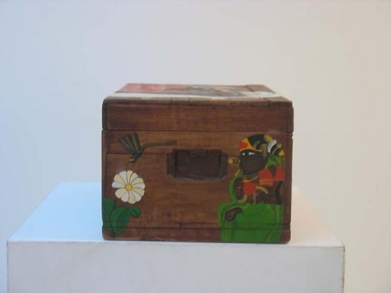 T. Vaikuntam UNTITLED (DESK 1) Paint on wodden desk 8.5 x 17.5 x 11 in.